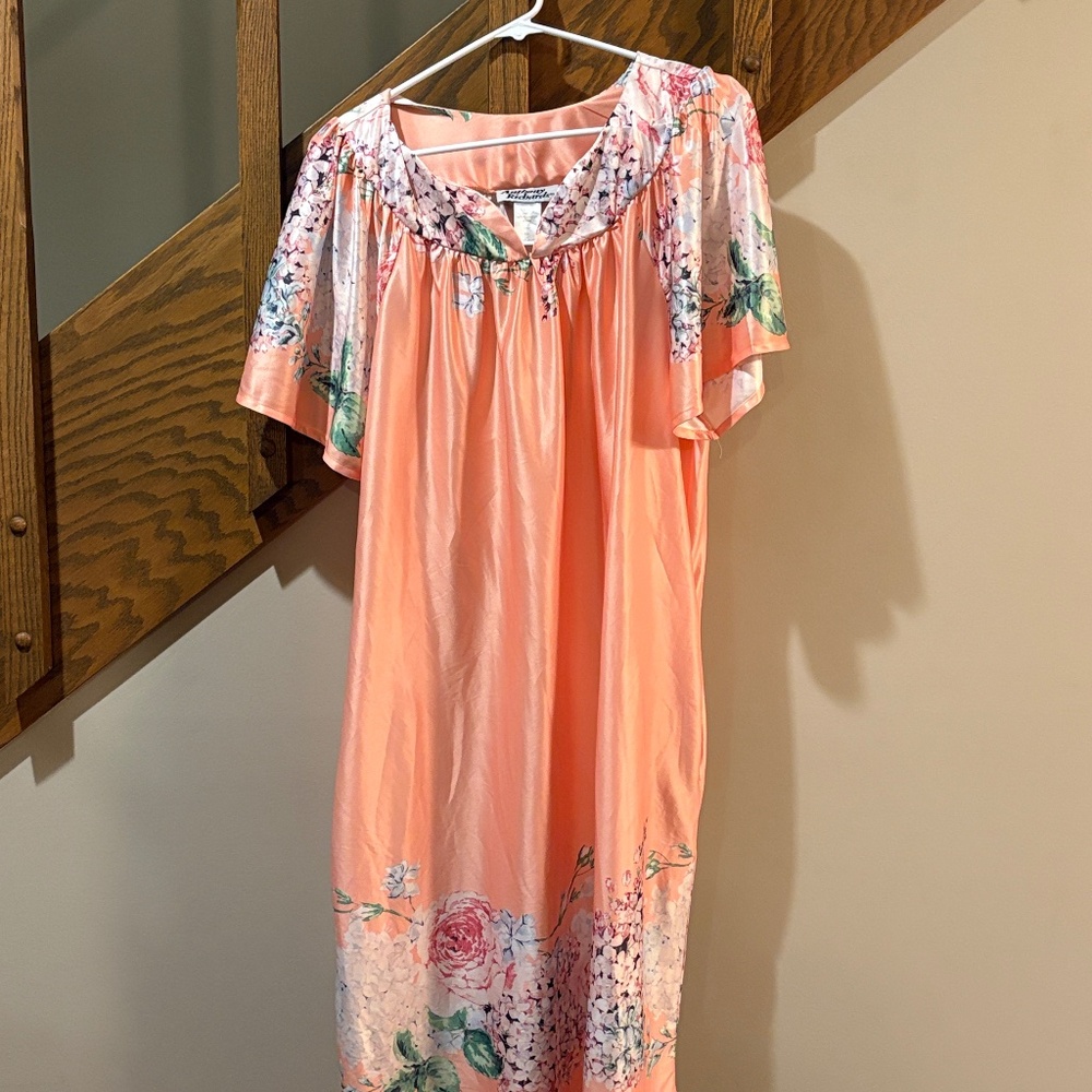 Anthony Richards Peach Floral Short Sleeve Dress Size L